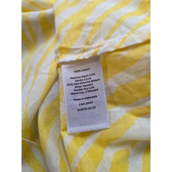Talbots Petite Yellow & White Zebra Print Cotton Blouse Sp - Picture 6 of 8